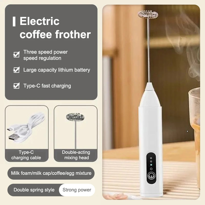3-Speed Handheld Foam MakerUSB Rechargeable Milk Frother
