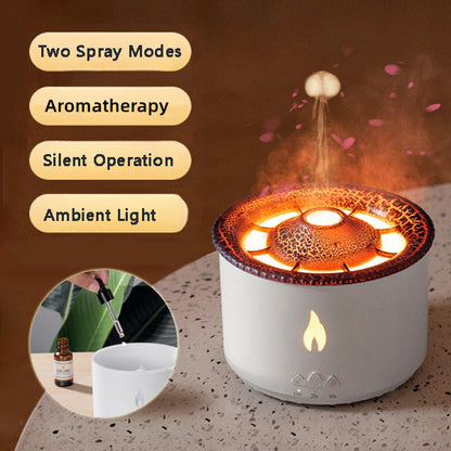 Volcano Flame Ultrasonic Essential Oil Diffuser with Jellyfish Night Light