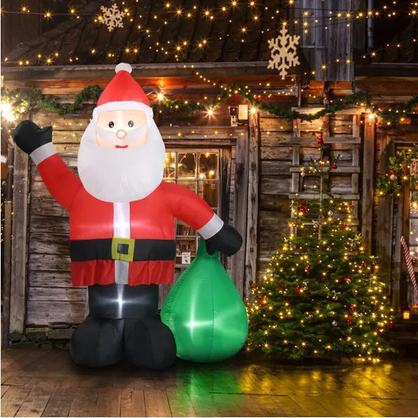 6ft+ Christmas Inflatable Santa – LED Lighted Outdoor Decoration