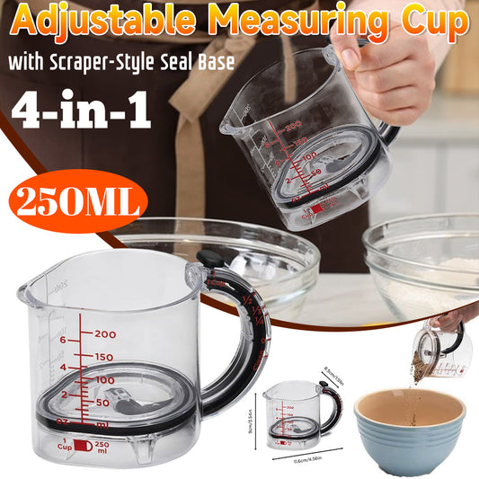 4-in-1 Adjustable Measuring Cup with Scraper Base