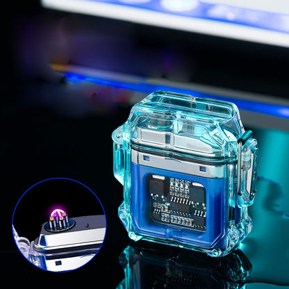 USB Windproof Double Arc Lighter – Transparent Electric Pulse Lighter