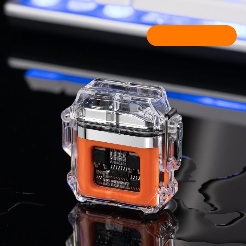 USB Windproof Double Arc Lighter – Transparent Electric Pulse Lighter