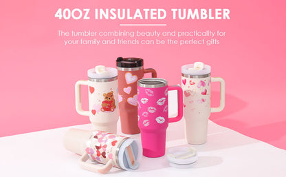 40oz Insulated Tumbler – Lid, Handle, Straw, Perfect Gift