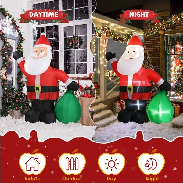 6ft+ Christmas Inflatable Santa – LED Lighted Outdoor Decoration