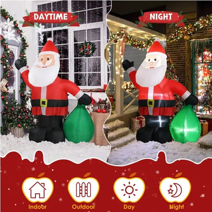 6ft+ Christmas Inflatable Santa – LED Lighted Outdoor Decoration