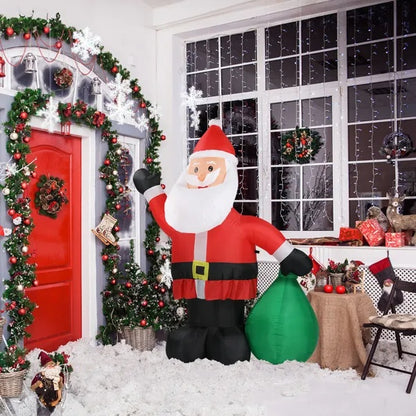 6ft+ Christmas Inflatable Santa – LED Lighted Outdoor Decoration