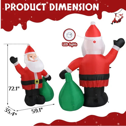 6ft+ Christmas Inflatable Santa – LED Lighted Outdoor Decoration