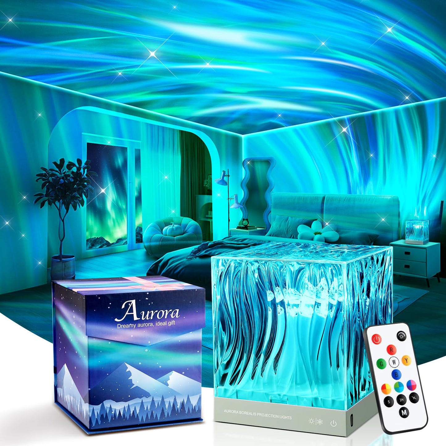 LED Aurora Projector Lamp – Night Light & Room Decor