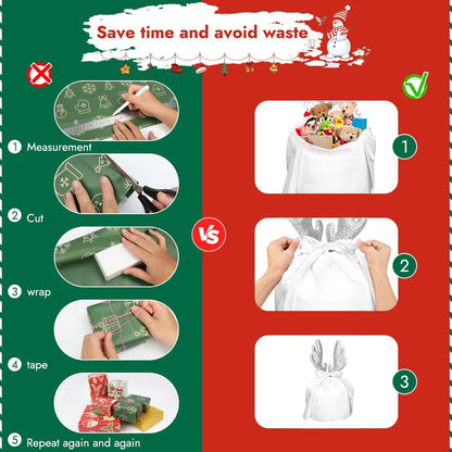 5 Pcs Christmas Antler Gift Bags