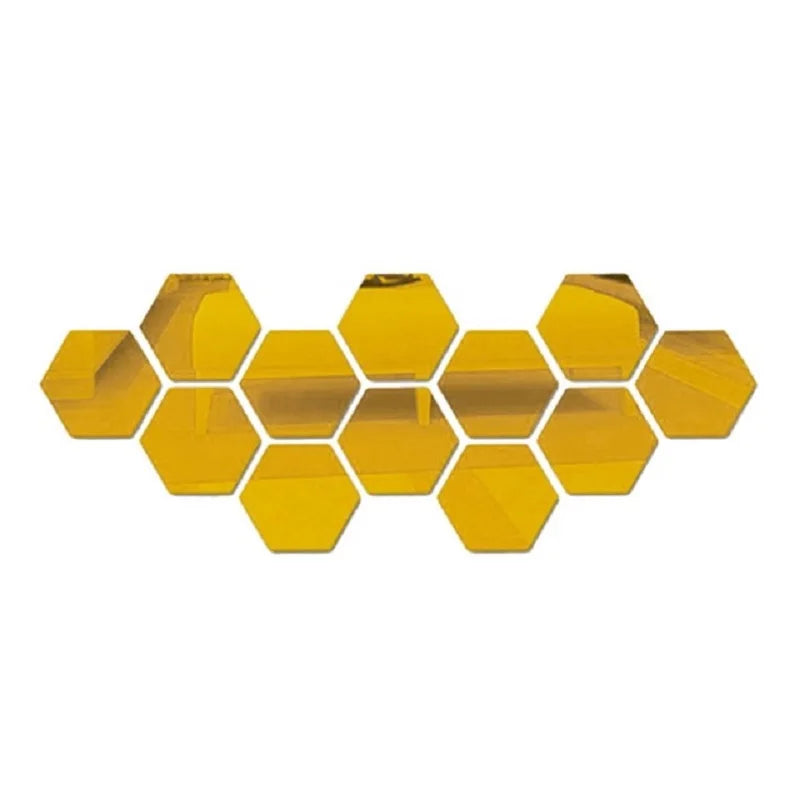6/12pcs 3D Hexagon Mirror Wall Stickers Self-Adhesive DIY Decor