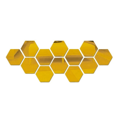 6/12pcs 3D Hexagon Mirror Wall Stickers Self-Adhesive DIY Decor