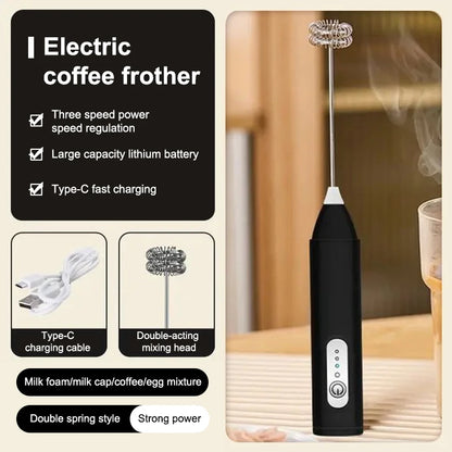 3-Speed Handheld Foam MakerUSB Rechargeable Milk Frother