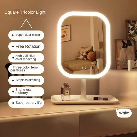 “3-Color LED Touch Vanity Mirror for Bedroom & Dressing Table”
