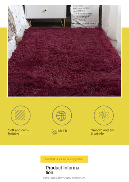 VIKAMA Silk & Wool Solid Color Bedroom Rug
