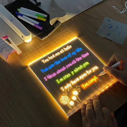 Colorful LED Acrylic Writing & Doodle Board (USB Erasable Light Pad)
