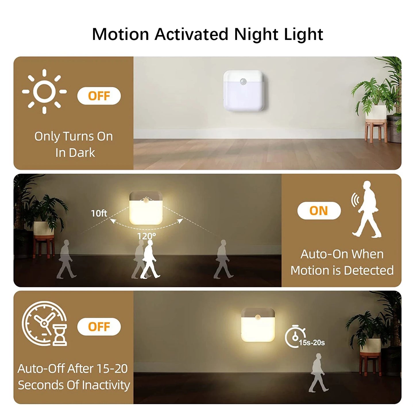 LED Motion Sensor Night Light – Wireless Rechargeable Lantern