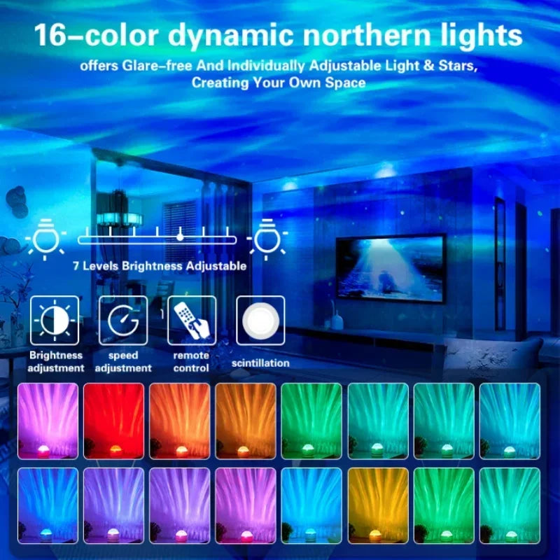 LED Aurora Projector Lamp – Night Light & Room Decor