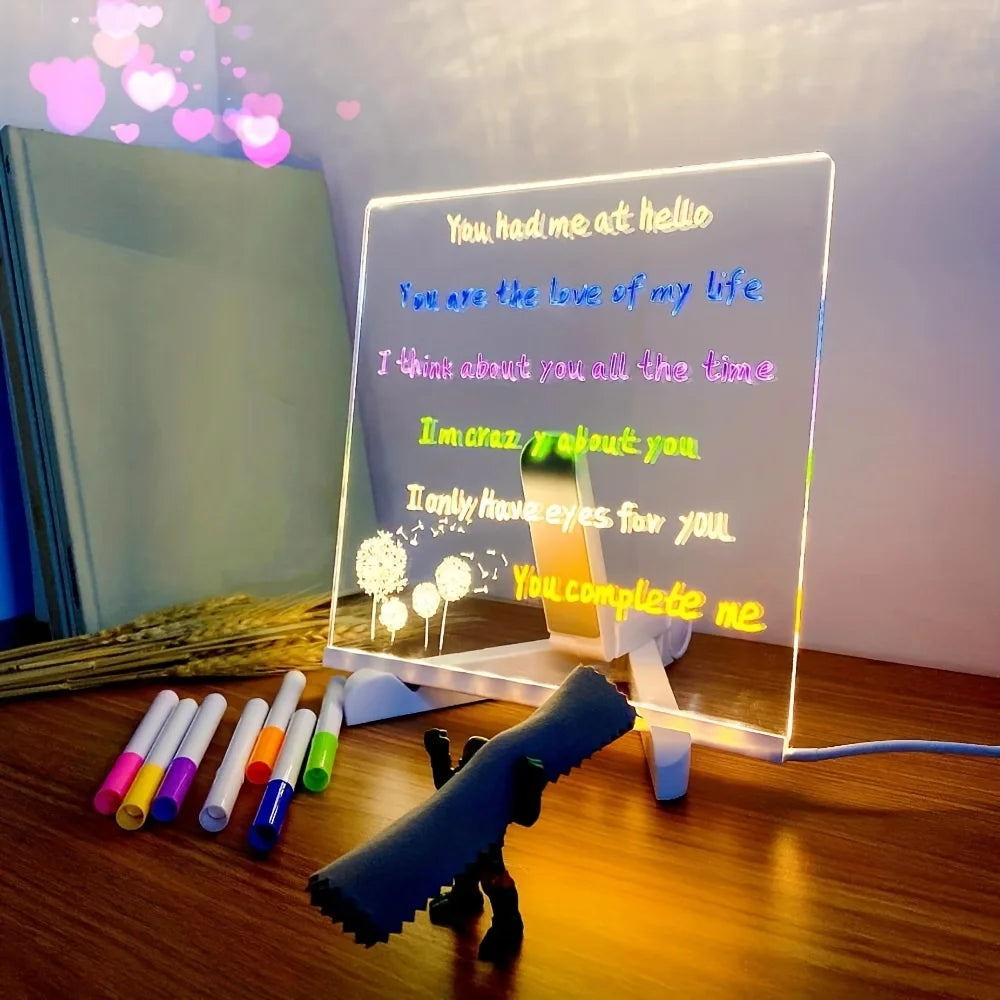 Colorful LED Acrylic Writing & Doodle Board (USB Erasable Light Pad)