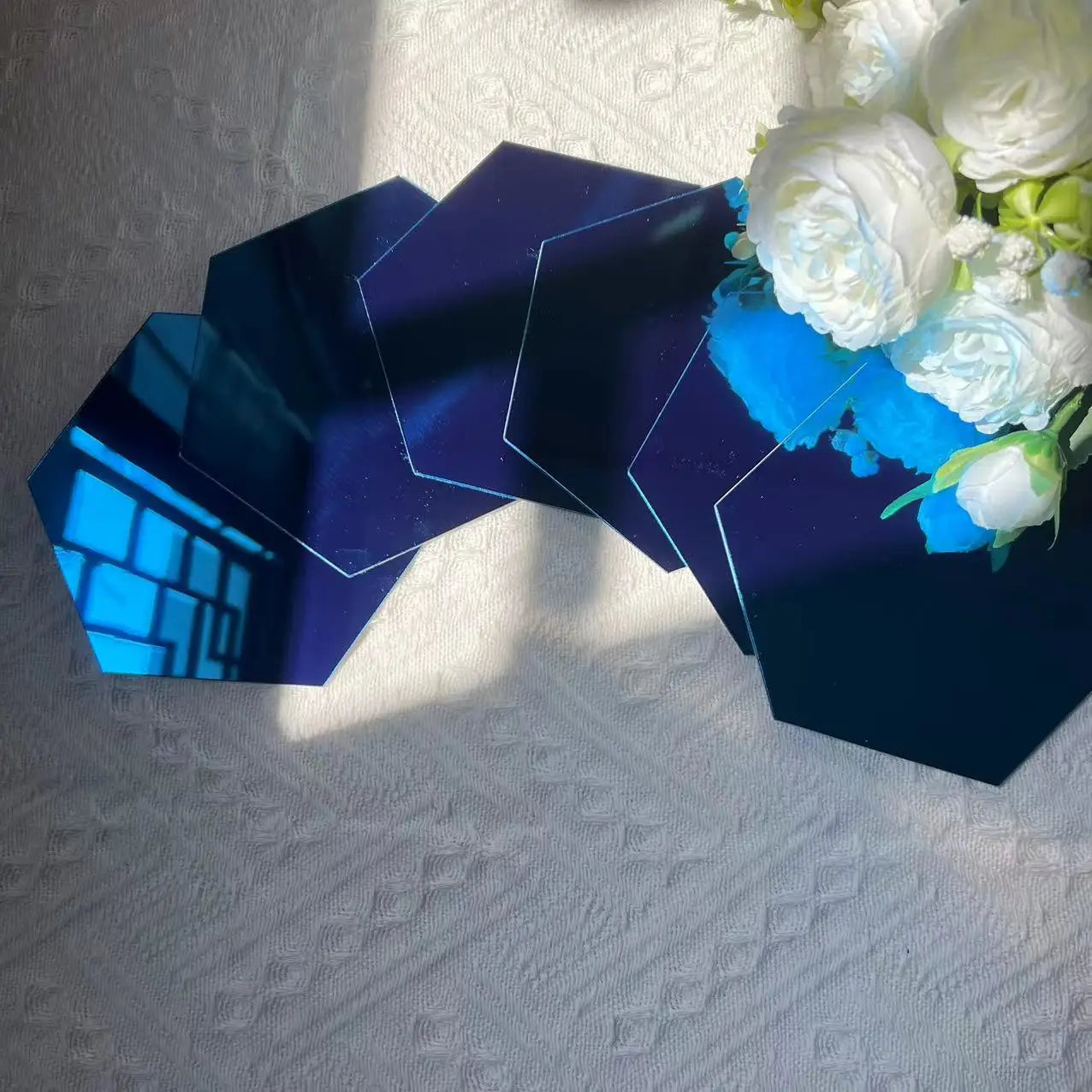 6/12pcs 3D Hexagon Mirror Wall Stickers Self-Adhesive DIY Decor