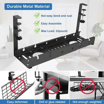 Under Desk Cable Management Tray Metal Wire Organizer