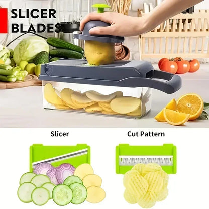 16-in-1 Vegetable & Fruit Chopper – Multi-Function Kitchen Slicer