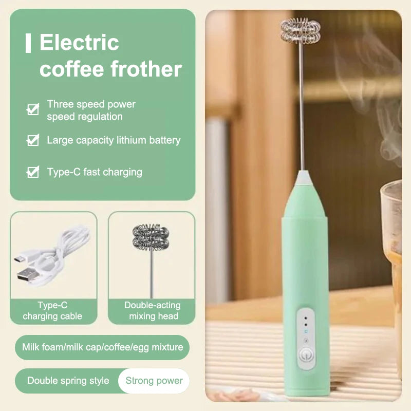 3-Speed Handheld Foam MakerUSB Rechargeable Milk Frother