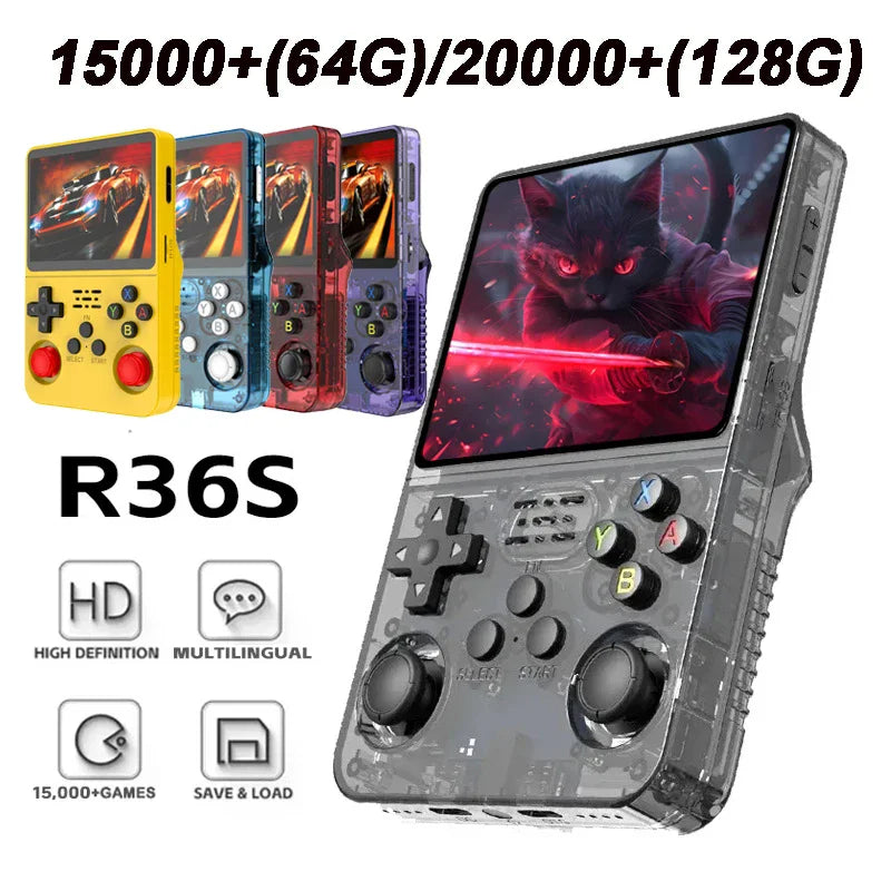 R36S Retro Handheld Game Console (3.5" IPS, Linux, Portable)
