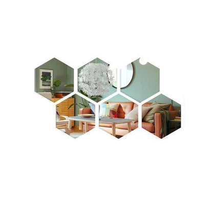 6/12pcs 3D Hexagon Mirror Wall Stickers Self-Adhesive DIY Decor