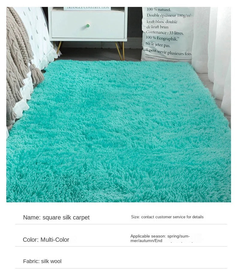VIKAMA Silk & Wool Solid Color Bedroom Rug