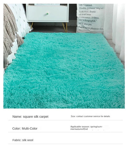 VIKAMA Silk & Wool Solid Color Bedroom Rug