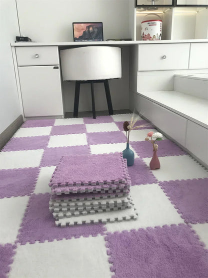 30*30CM Soft Plush Kids Play Mat Interlocking Floor Rug
