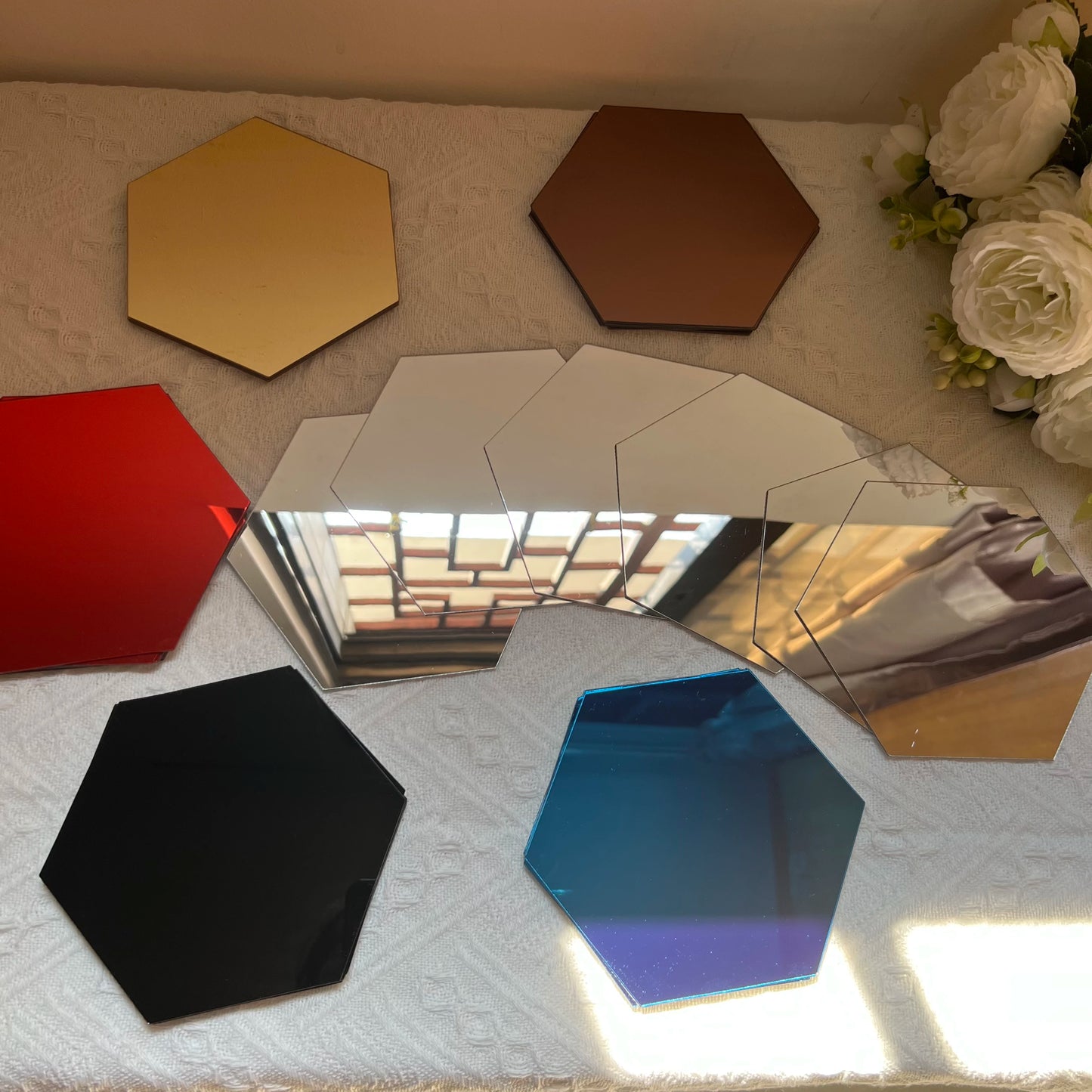 6/12pcs 3D Hexagon Mirror Wall Stickers Self-Adhesive DIY Decor