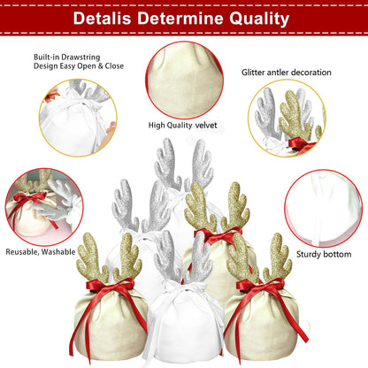 5 Pcs Christmas Antler Gift Bags