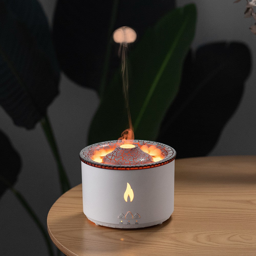 Volcano Flame Ultrasonic Essential Oil Diffuser with Jellyfish Night Light