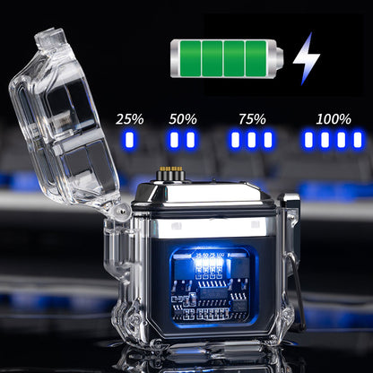 USB Windproof Double Arc Lighter – Transparent Electric Pulse Lighter
