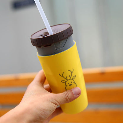 Portable Double-Insulated Tumbler with Straw – Travel Sippy Cup