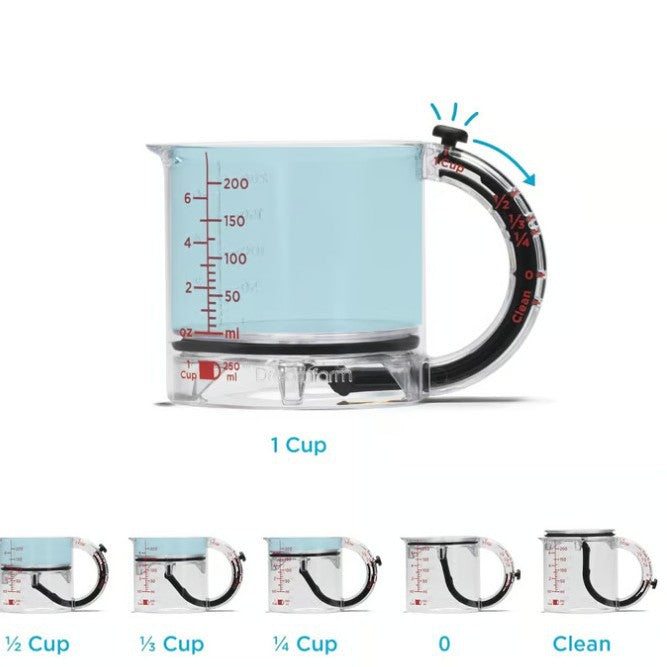 4-in-1 Adjustable Measuring Cup with Scraper Base