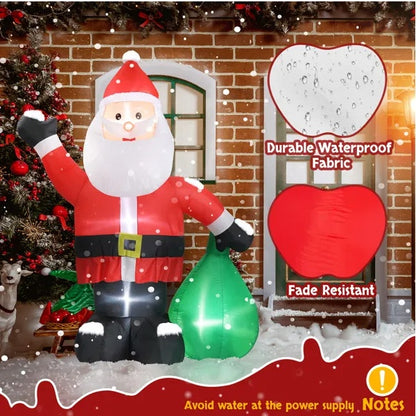 6ft+ Christmas Inflatable Santa – LED Lighted Outdoor Decoration